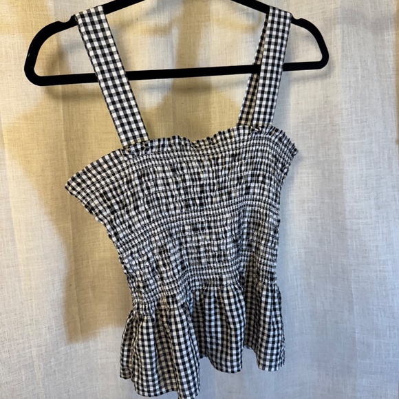🖤 Urban Outfitters Gingham Smocked Peplum Top – Size M - Picture 2 of 6